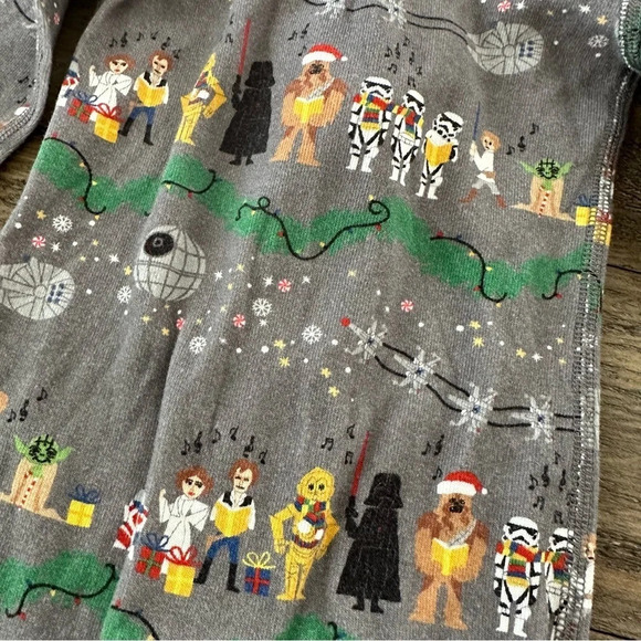 Hanna Andersson Star Wars 12-18 months Gray Zip Up Pajamas Organic Cotton Grey - Picture 3 of 3